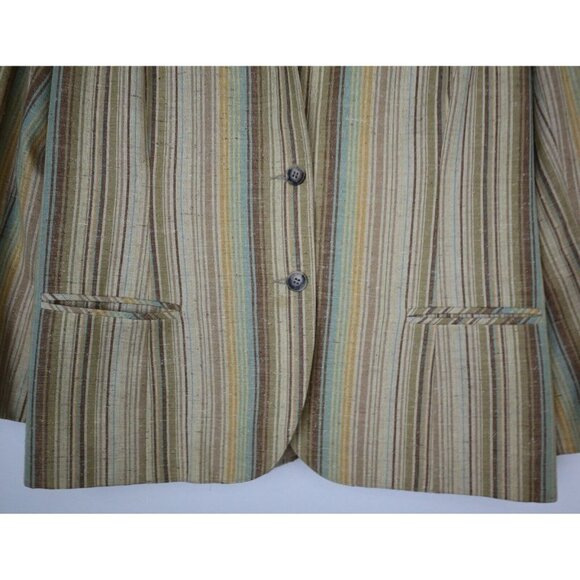 VINTAGE WOMEN'S BEIGE STRIPED BLAZER JACKET - HUNT VALLEY - SIZE 38 - Picture 2 of 4